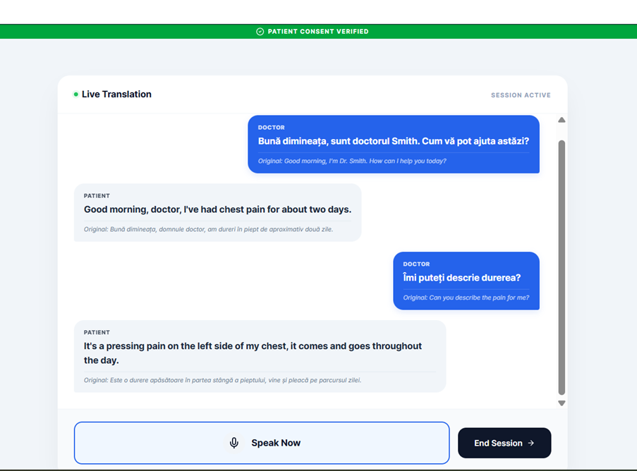 Ozana AI Interpreter live translation between English and Romanian