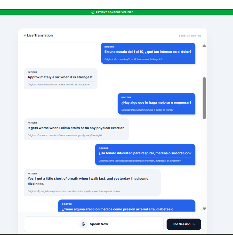 Ozana AI Interpreter live translation between English and Spanish